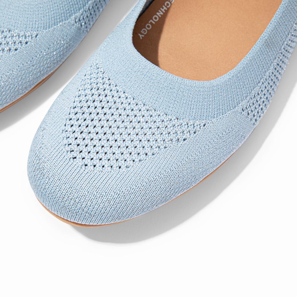 Women's Fitflop ALLEGRO Airyknit Ballet Flats Blue/Silver | Ireland-76492