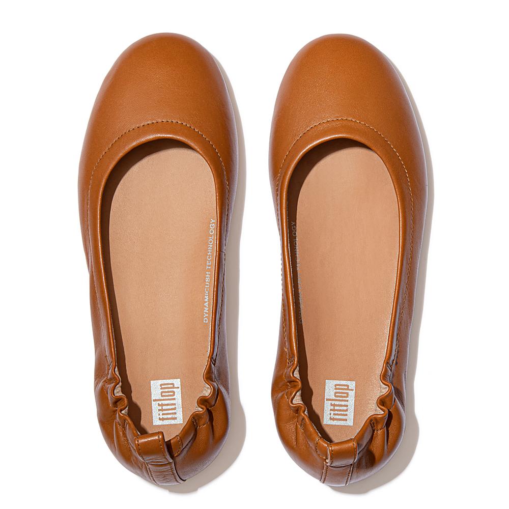 Women's Fitflop ALLEGRO Soft Leather Ballet Flats Light Brown | Ireland-01956