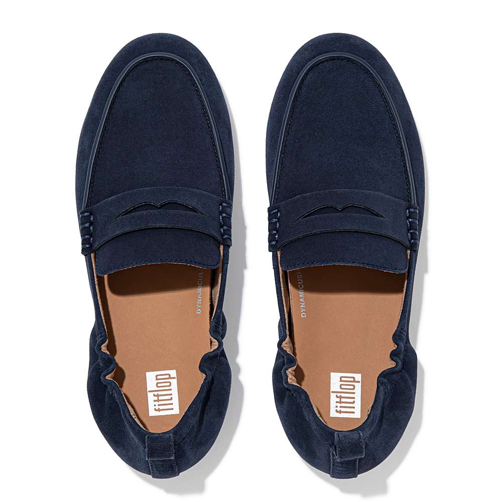 Women's Fitflop ALLEGRO Suede Penny Loafers Navy | Ireland-16407