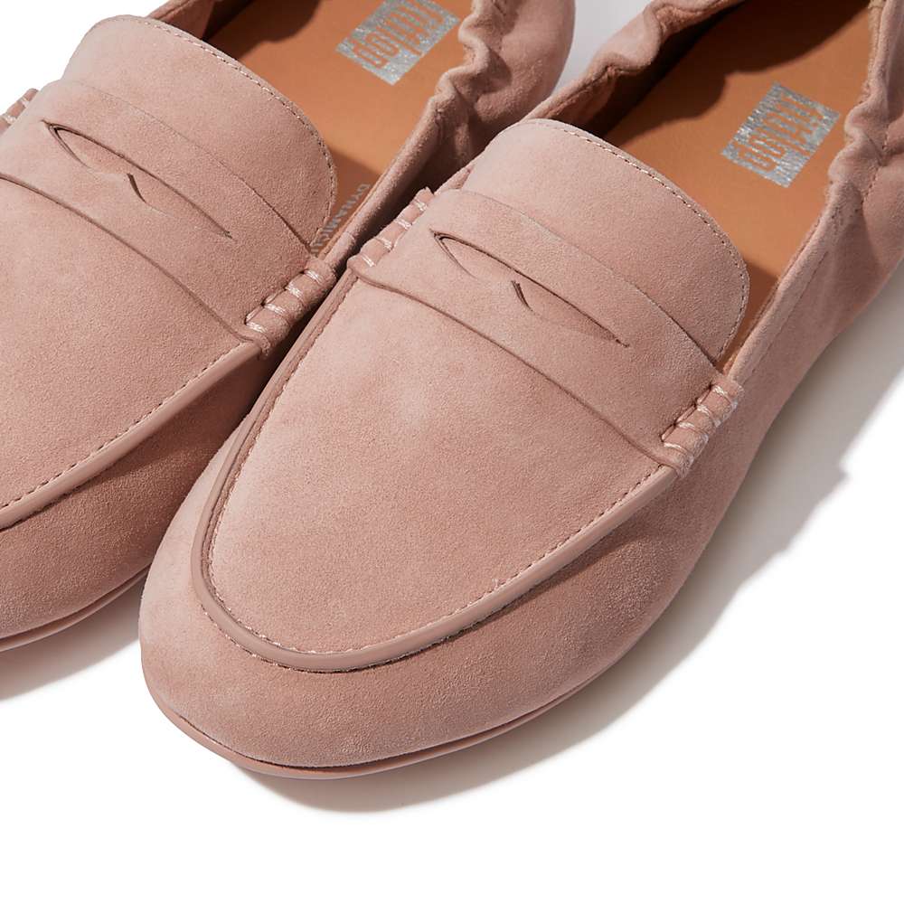 Women's Fitflop ALLEGRO Suede Penny Loafers Pink | Ireland-67134