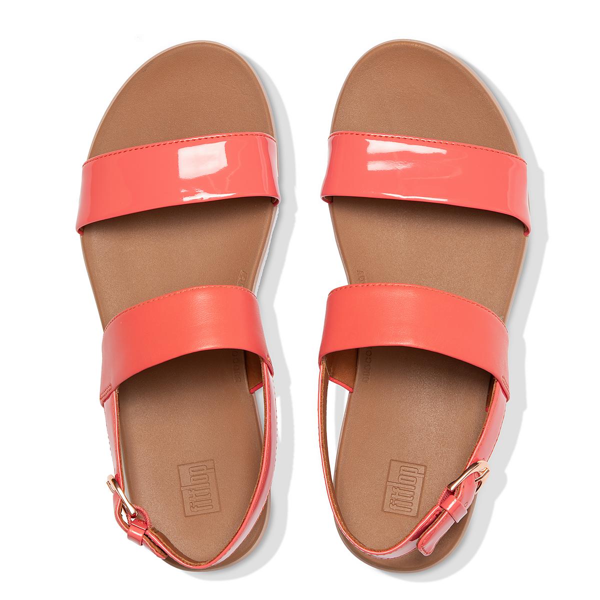 Women's Fitflop BARRA Patent Mix Back-Strap Sandals Coral Pink | Ireland-58624