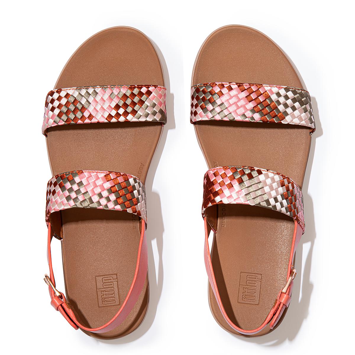 Women's Fitflop BARRA Silky Weave Back-Strap Sandals Coral Pink | Ireland-14963