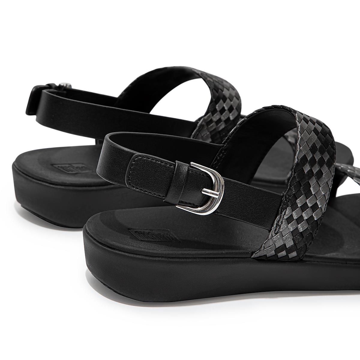 Women's Fitflop BARRA Silky Weave Back-Strap Sandals Black | Ireland-34526