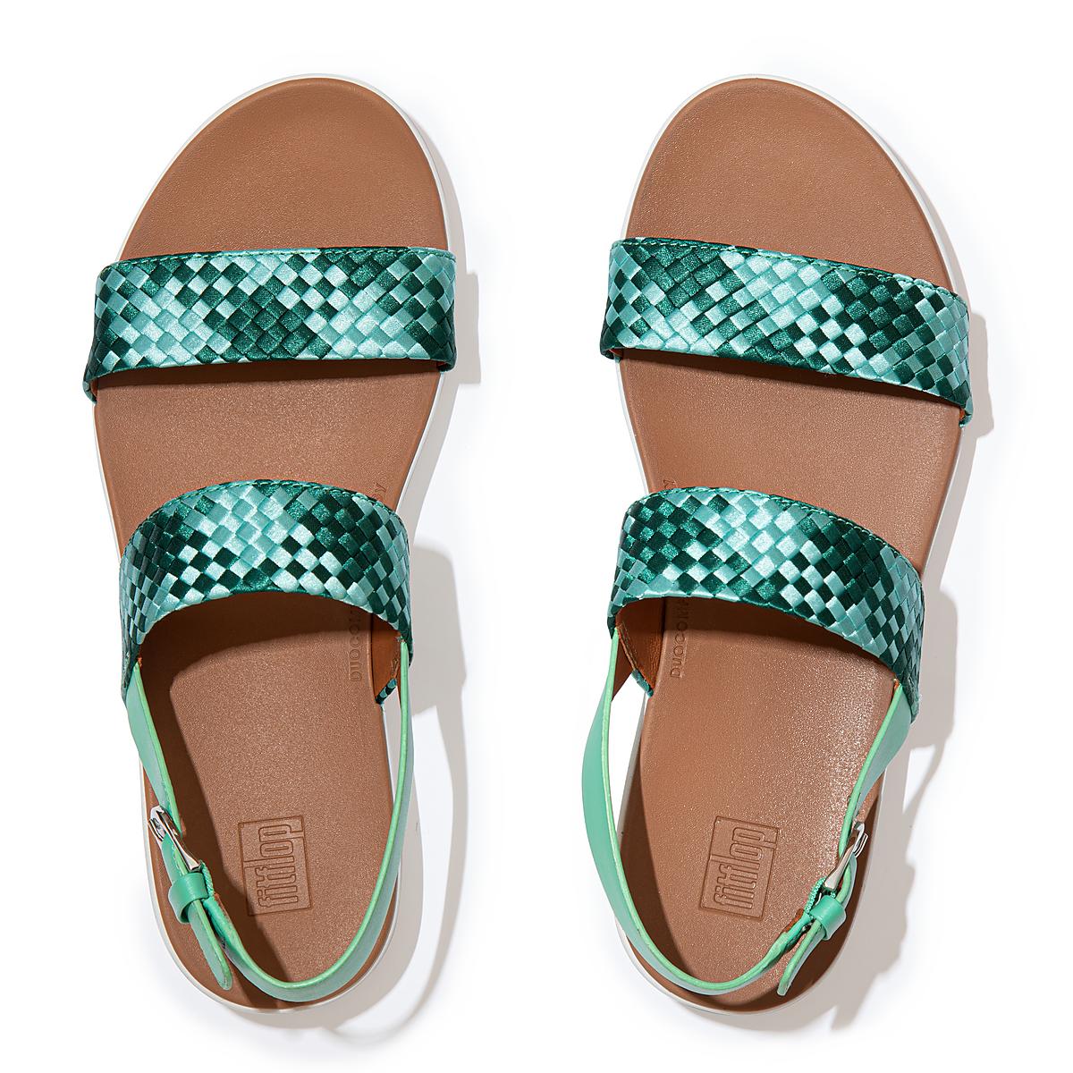 Women's Fitflop BARRA Silky Weave Back-Strap Sandals Mint Green | Ireland-93260