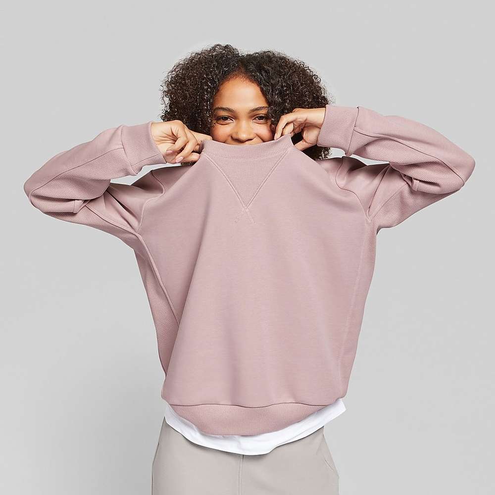 Women's Fitflop BASIC THREADS Crew Sweatshirt Pink | Ireland-18365