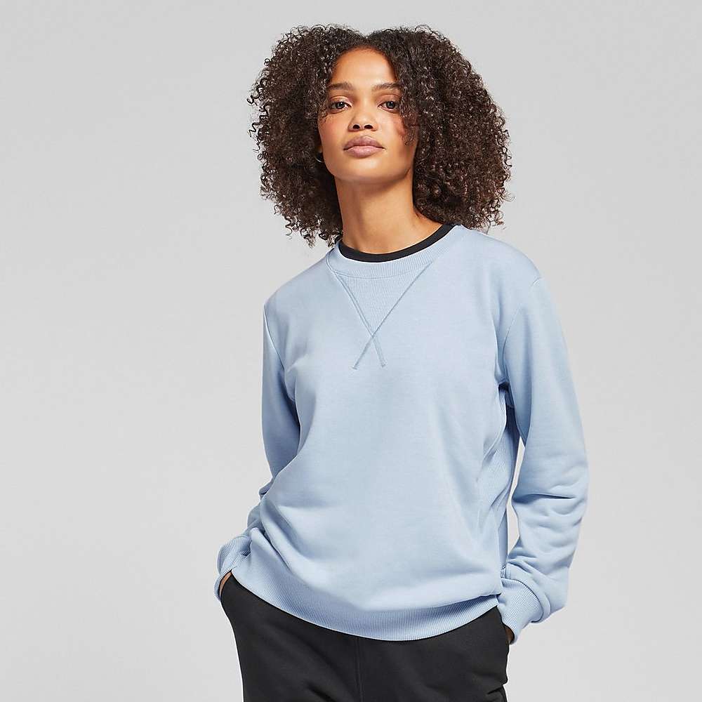 Women's Fitflop BASIC THREADS Crew Sweatshirt Blue | Ireland-53471