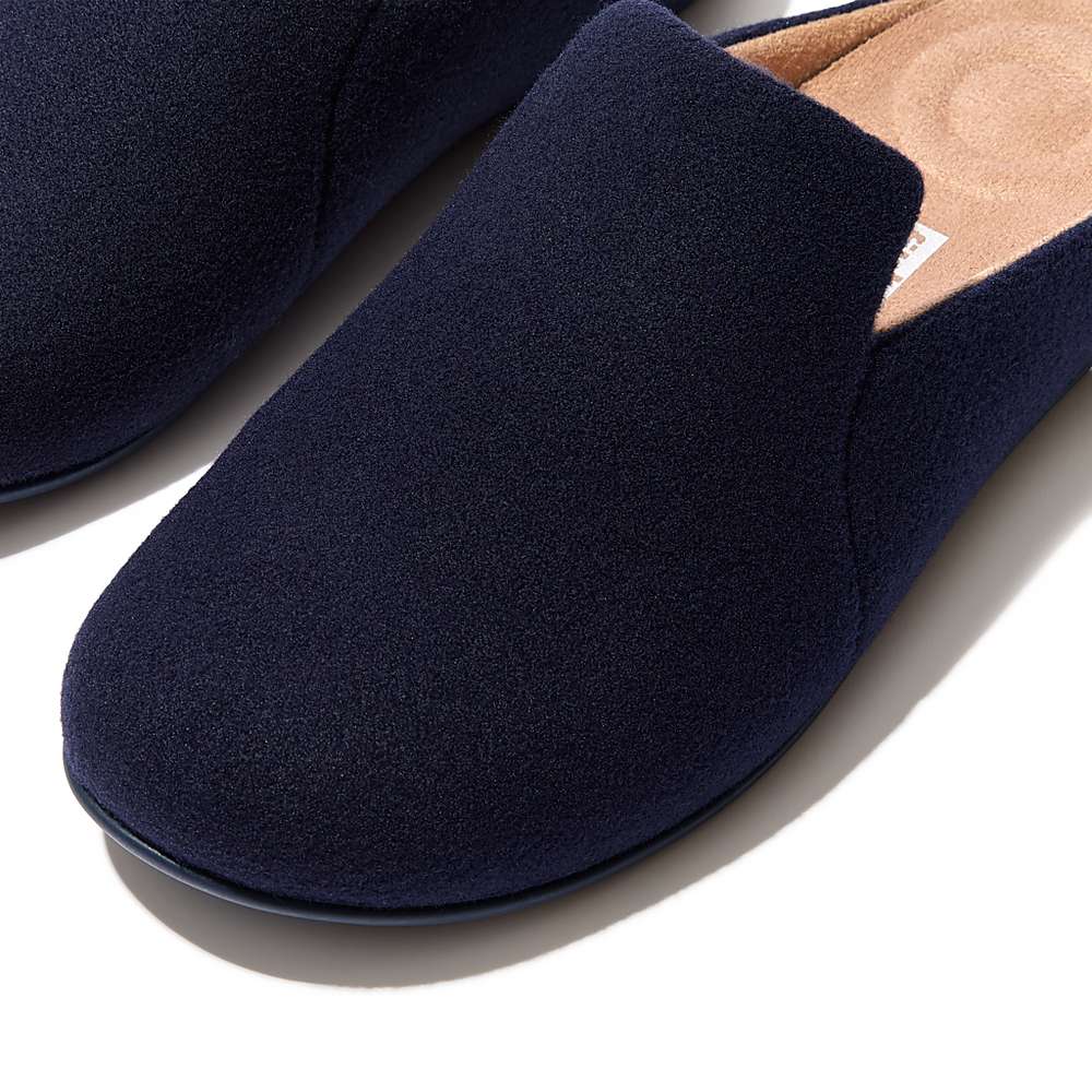 Women's Fitflop CHRISSIE II Haus Felt Slippers Navy | Ireland-16789