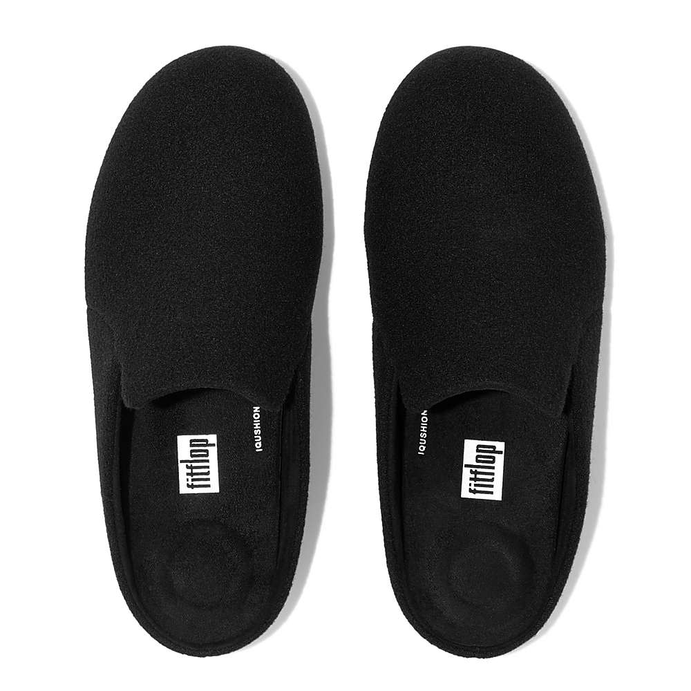 Women's Fitflop CHRISSIE II Haus Felt Slippers Black | Ireland-37495