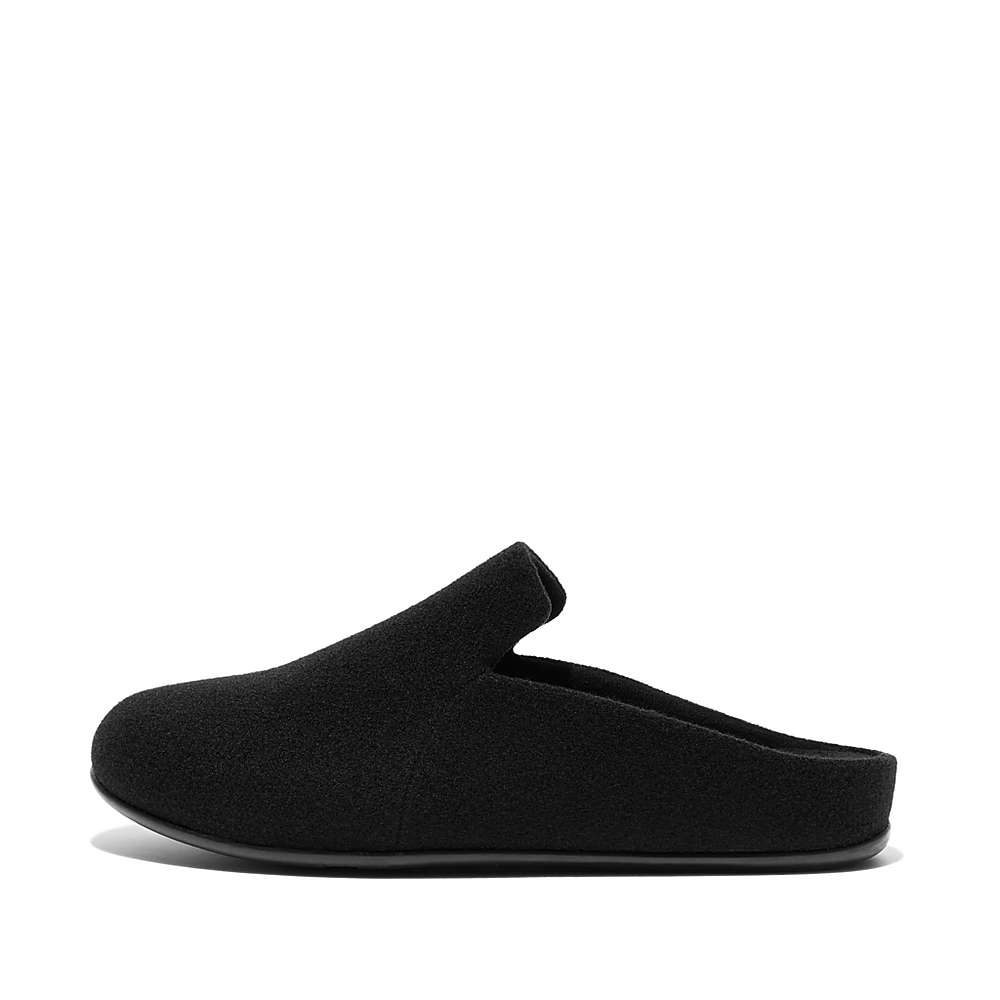 Women\'s Fitflop CHRISSIE II Haus Felt Slippers Black | Ireland-37495