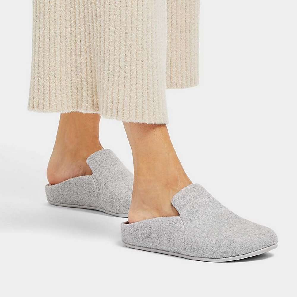 Women's Fitflop CHRISSIE II Haus Felt Slippers Grey | Ireland-43092