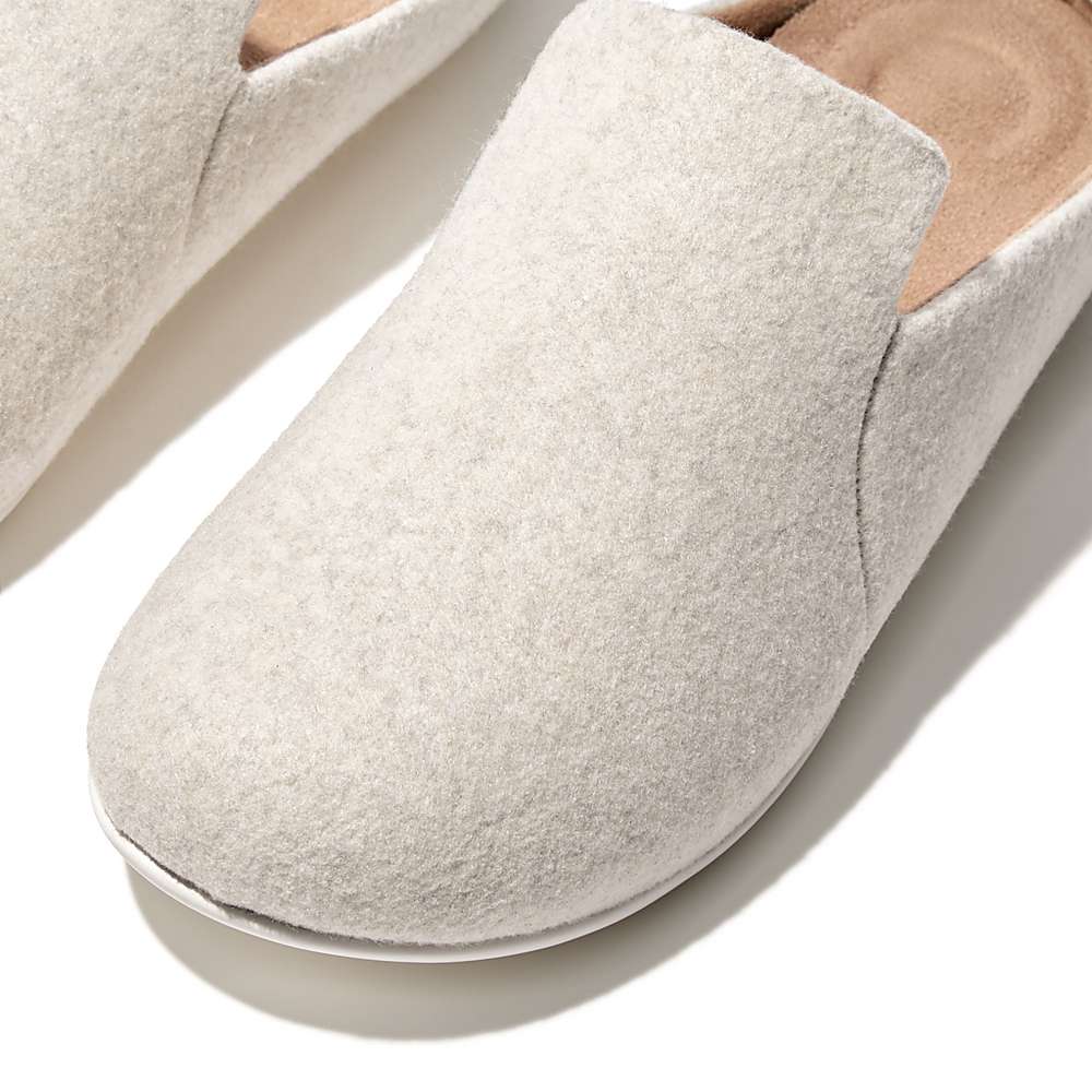 Women's Fitflop CHRISSIE II Haus Felt Slippers White | Ireland-70524