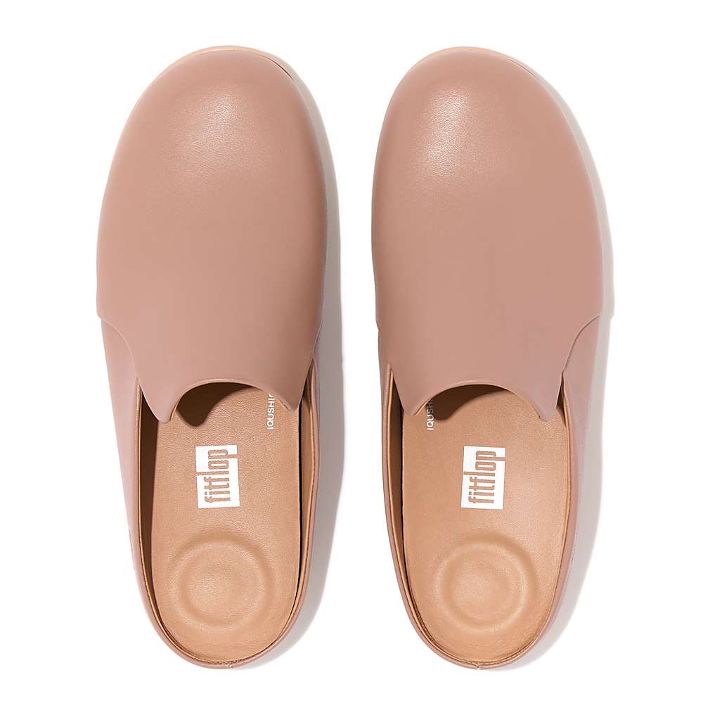 Women's Fitflop CHRISSIE II Haus Leather Slippers Pink | Ireland-07145