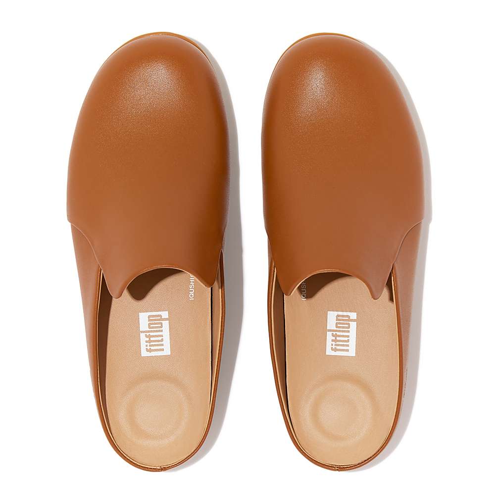 Women's Fitflop CHRISSIE II Haus Leather Slippers Light Brown | Ireland-65427