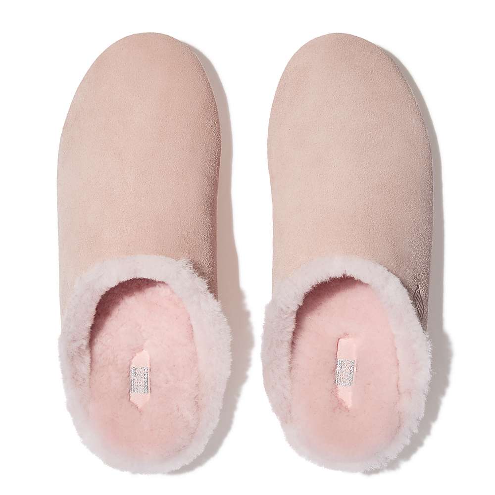 Women's Fitflop CHRISSIE Shearling-Lined Suede Slippers Pink | Ireland-30241