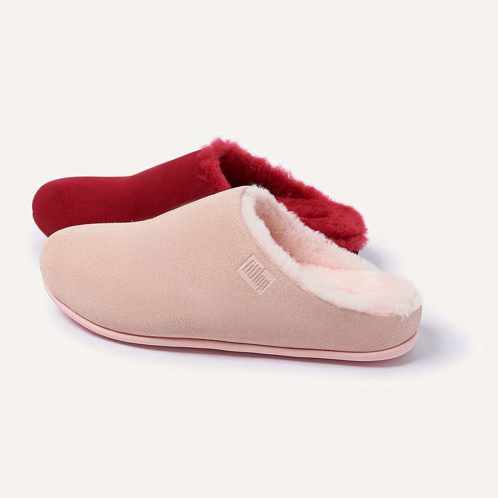 Women's Fitflop CHRISSIE Shearling-Lined Suede Slippers Pink | Ireland-30241