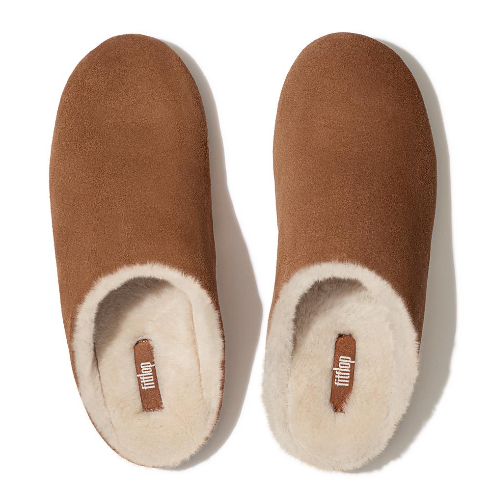 Women's Fitflop CHRISSIE Shearling Suede Slippers Brown | Ireland-06845