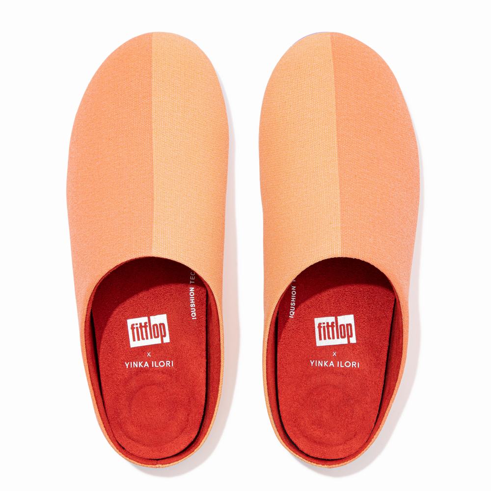 Women's Fitflop CHRISSIE X Yinka Ilori Canvas Slippers Apricot/Orange | Ireland-45731