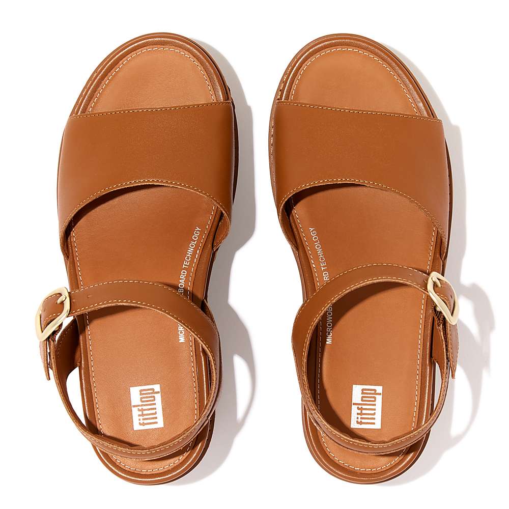 Women's Fitflop ELOISE Espadrille Leather Wedge Sandals Light Brown | Ireland-51084