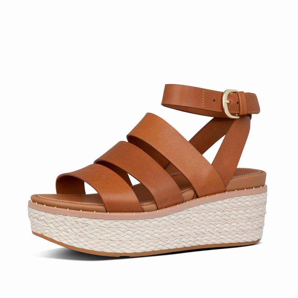 Women's Fitflop ELOISE Espadrille Wedge Sandals Light Brown | Ireland-71358