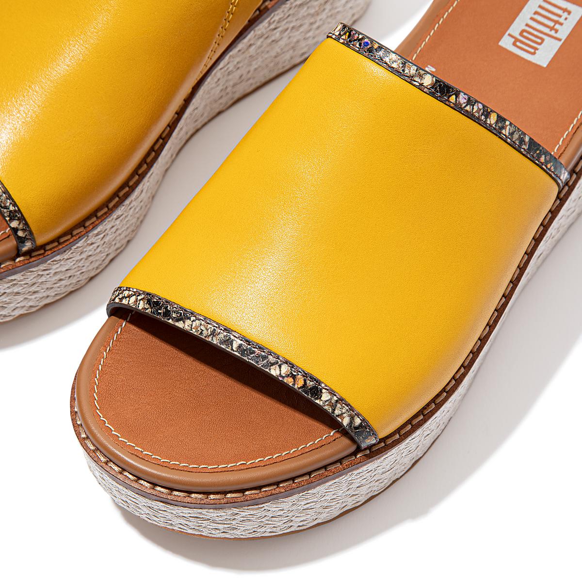 Women's Fitflop ELOISE Snake Trim Espadrille Slides Sandals Orange Yellow | Ireland-43209