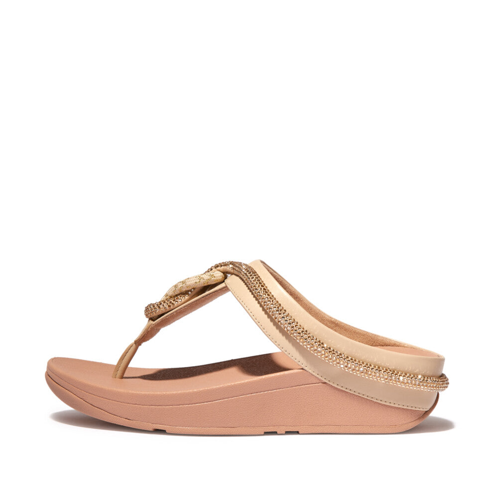 Women\'s Fitflop FINO Crystal Toe-Post Sandals Beige | Ireland-90865