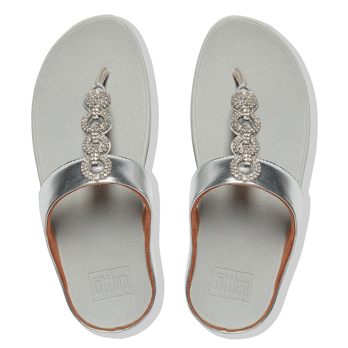 Women's Fitflop FINO Sparkle Toe-Post Sandals Silver | Ireland-01349