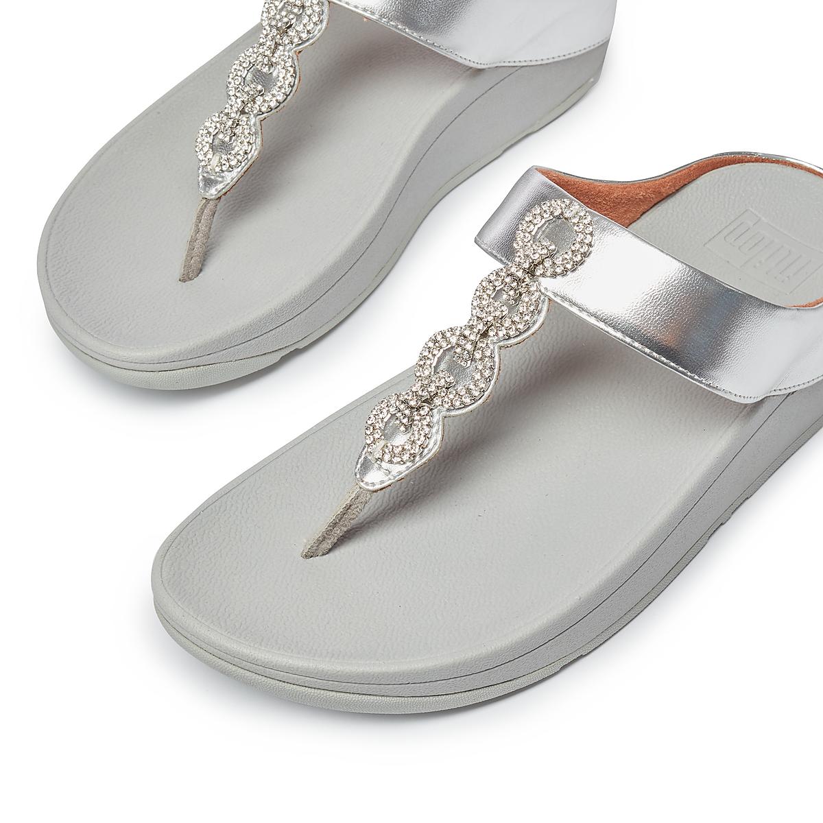 Women's Fitflop FINO Sparkle Toe-Post Sandals Silver | Ireland-01349