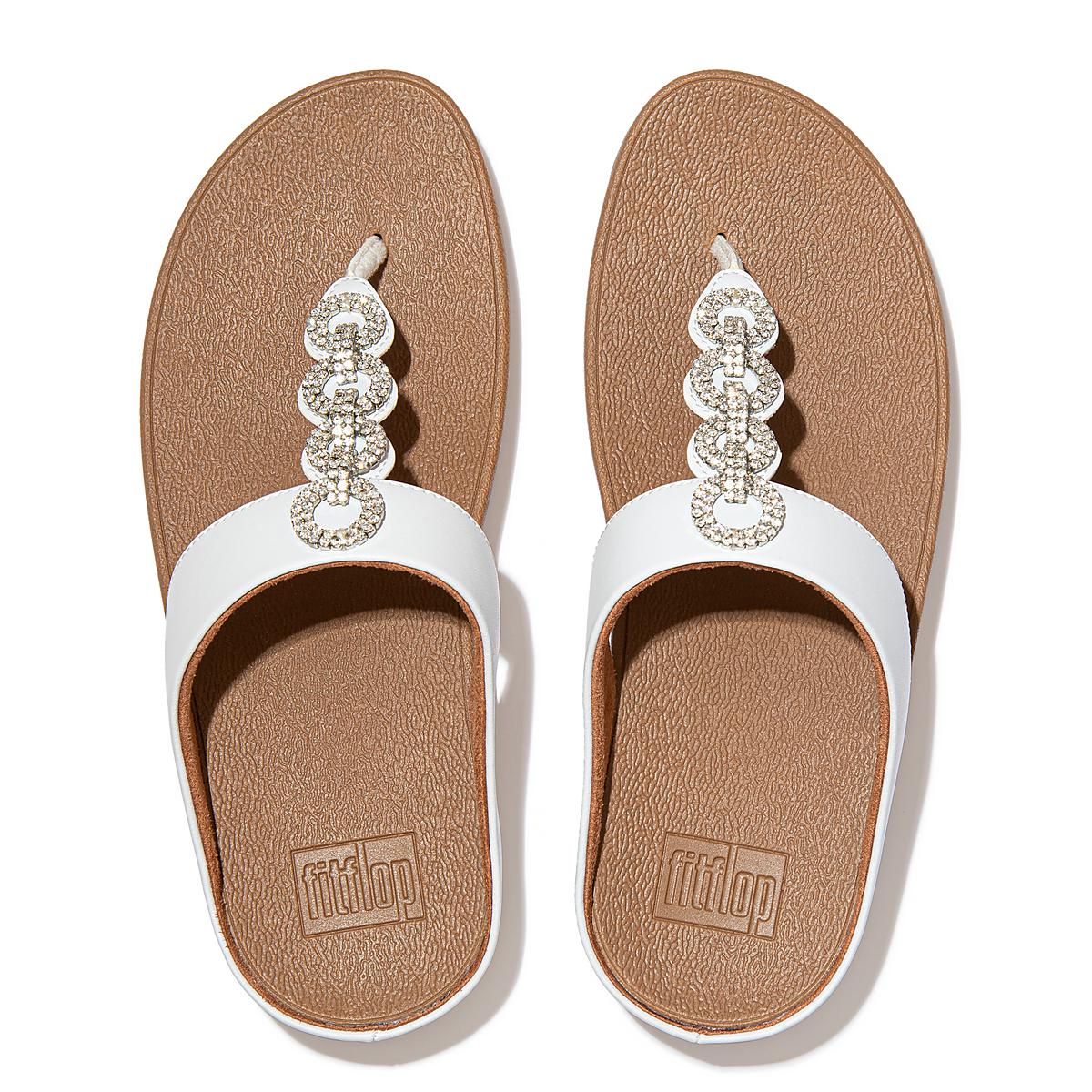 Women's Fitflop FINO Sparkle Toe-Post Sandals White | Ireland-34097