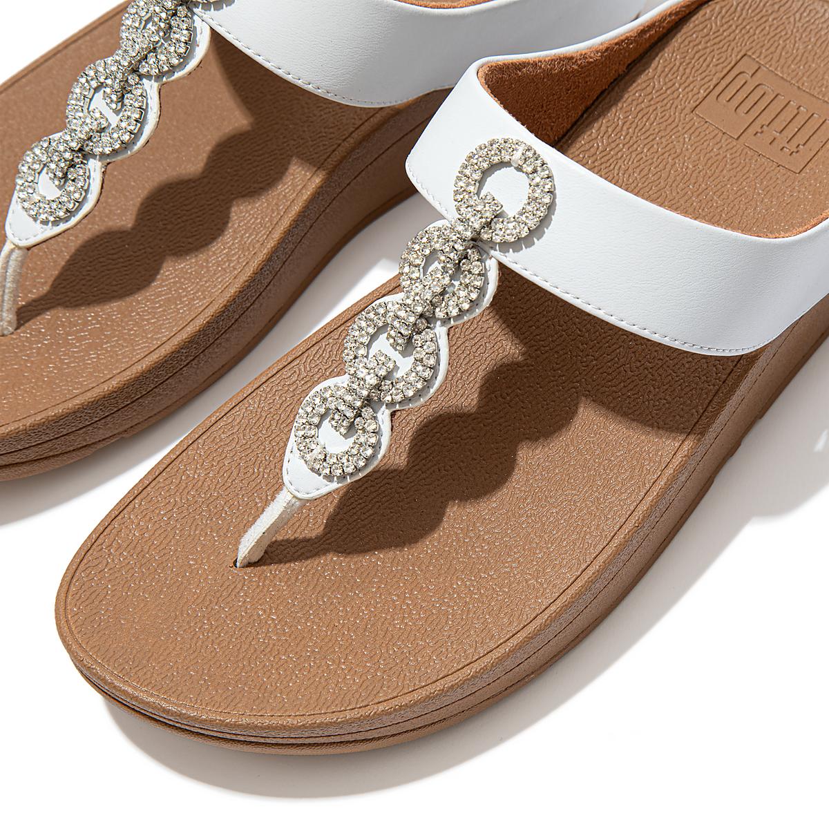 Women's Fitflop FINO Sparkle Toe-Post Sandals White | Ireland-34097