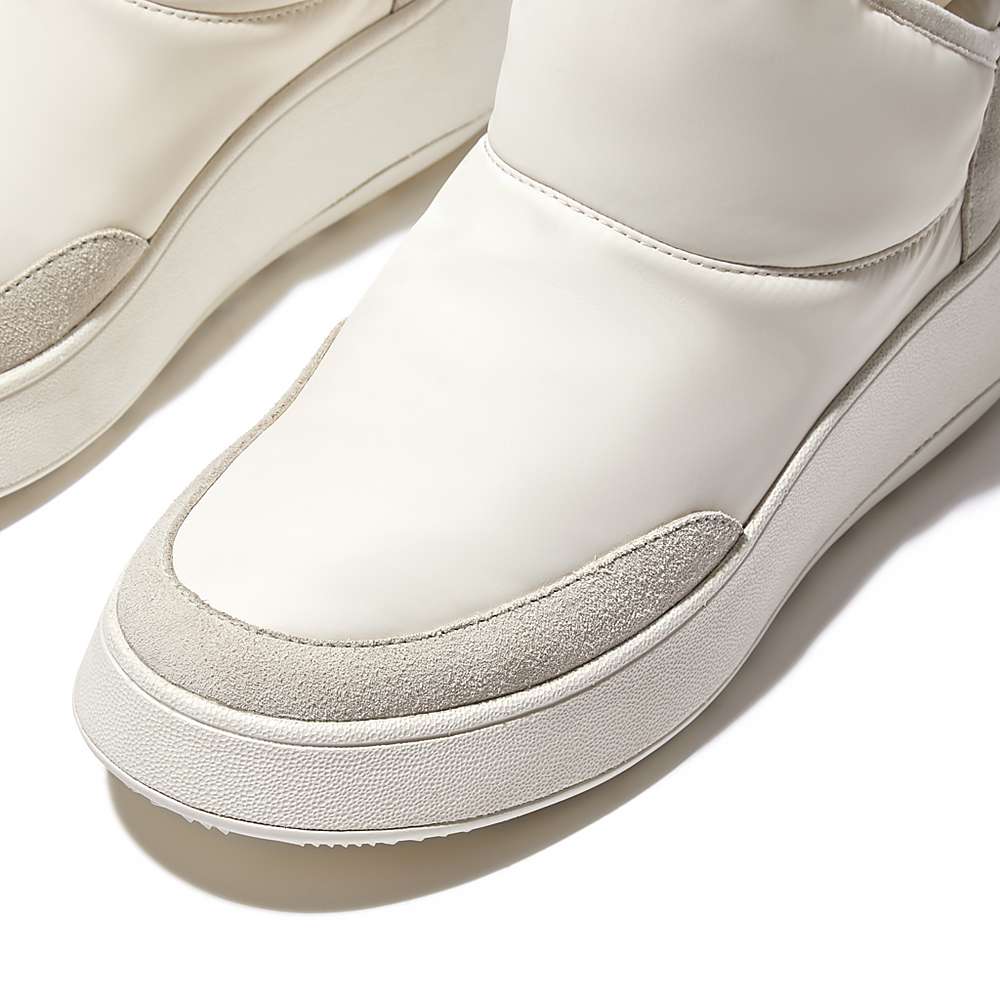 Women's Fitflop F-MODE E01 Biofleece-Lined Flatform Bootie Trainers Cream | Ireland-01253