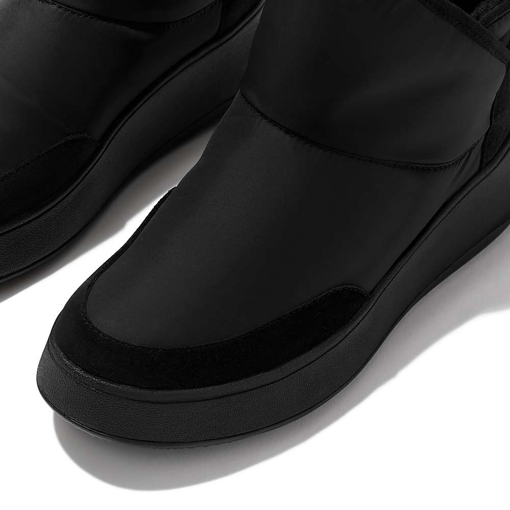 Women's Fitflop F-MODE E01 Biofleece-Lined Flatform Bootie Trainers Black | Ireland-29683