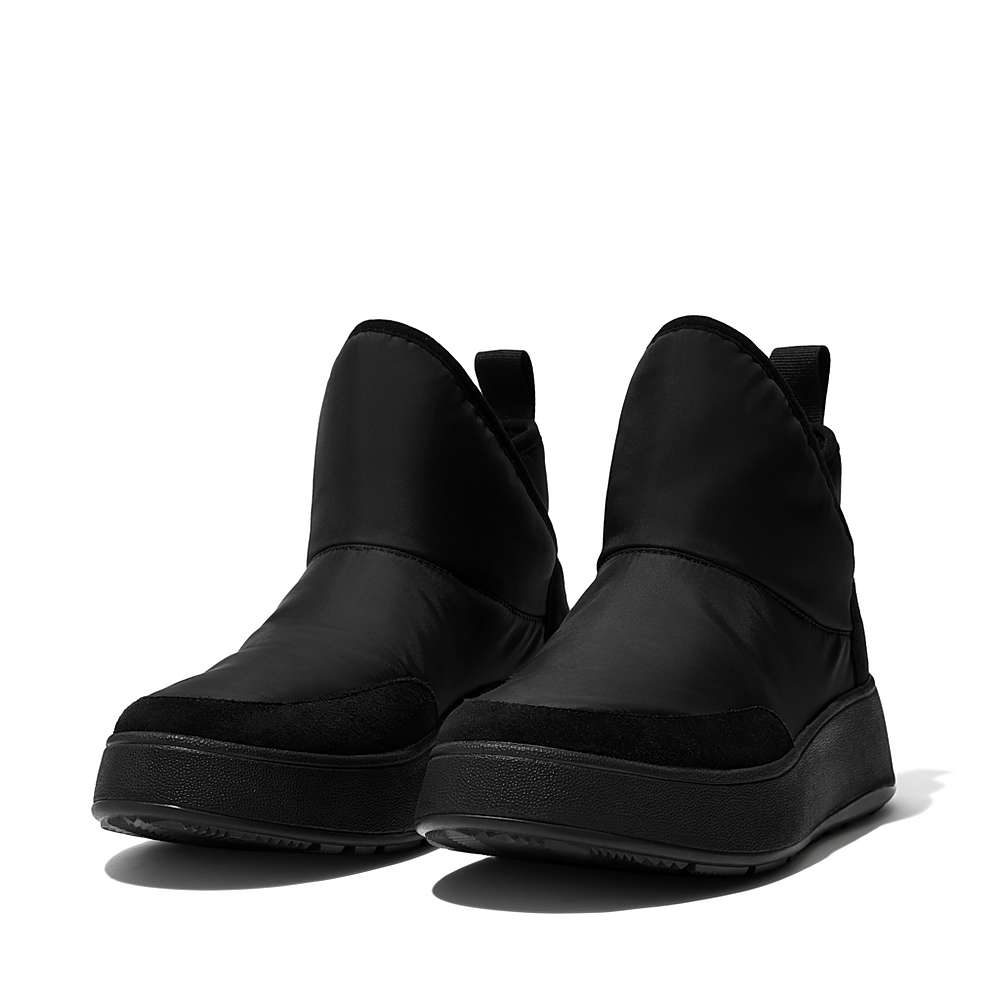 Women's Fitflop F-MODE E01 Biofleece-Lined Flatform Bootie Trainers Black | Ireland-29683