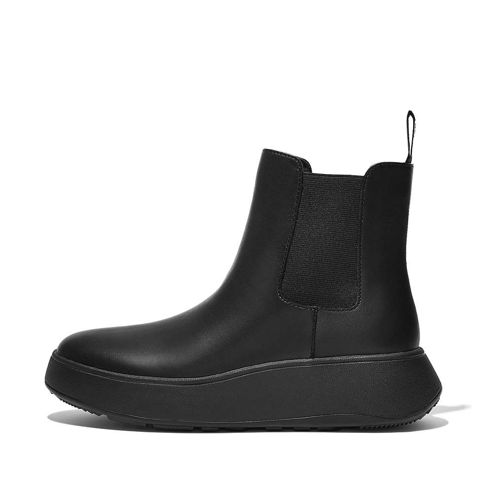 Women\'s Fitflop F-MODE Leather Flatform Chelsea Boots Black | Ireland-26483