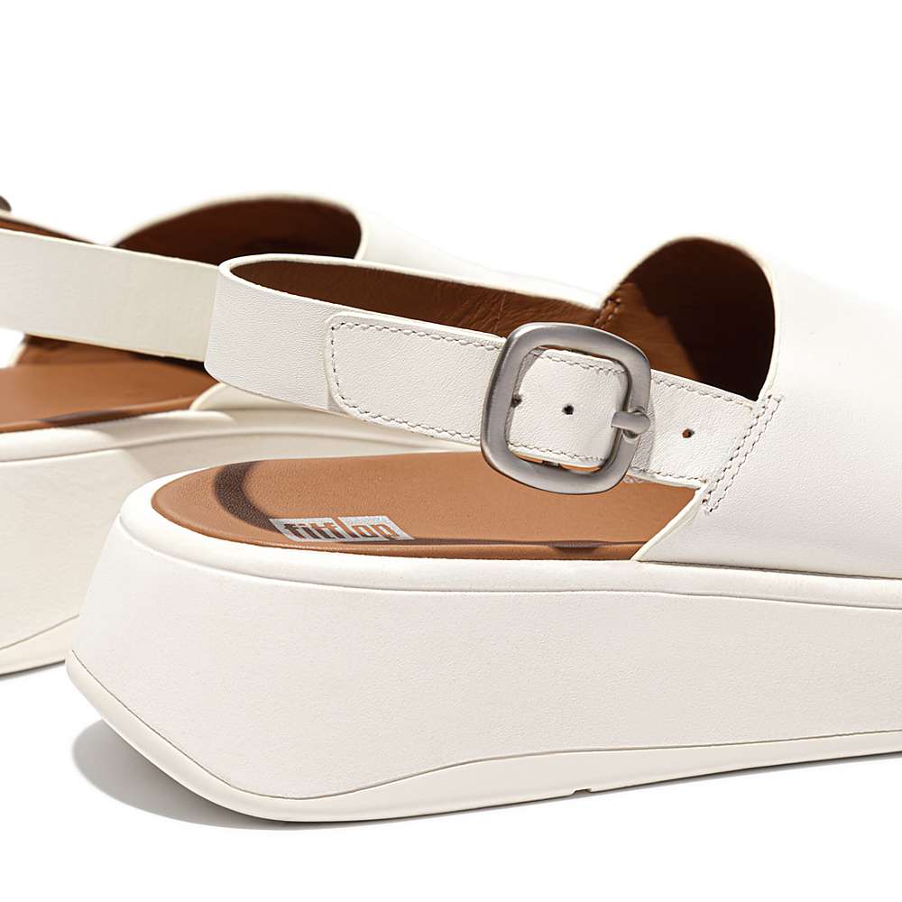 Women's Fitflop F-MODE Leather Flatform Back-Strap Sandals Cream | Ireland-38745