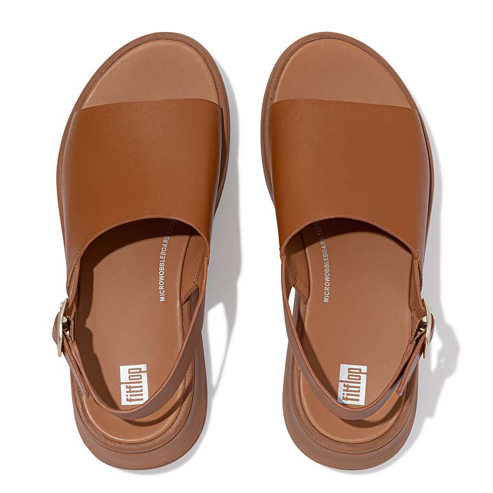 Women's Fitflop F-MODE Leather Flatform Back-Strap Sandals Light Brown | Ireland-65730