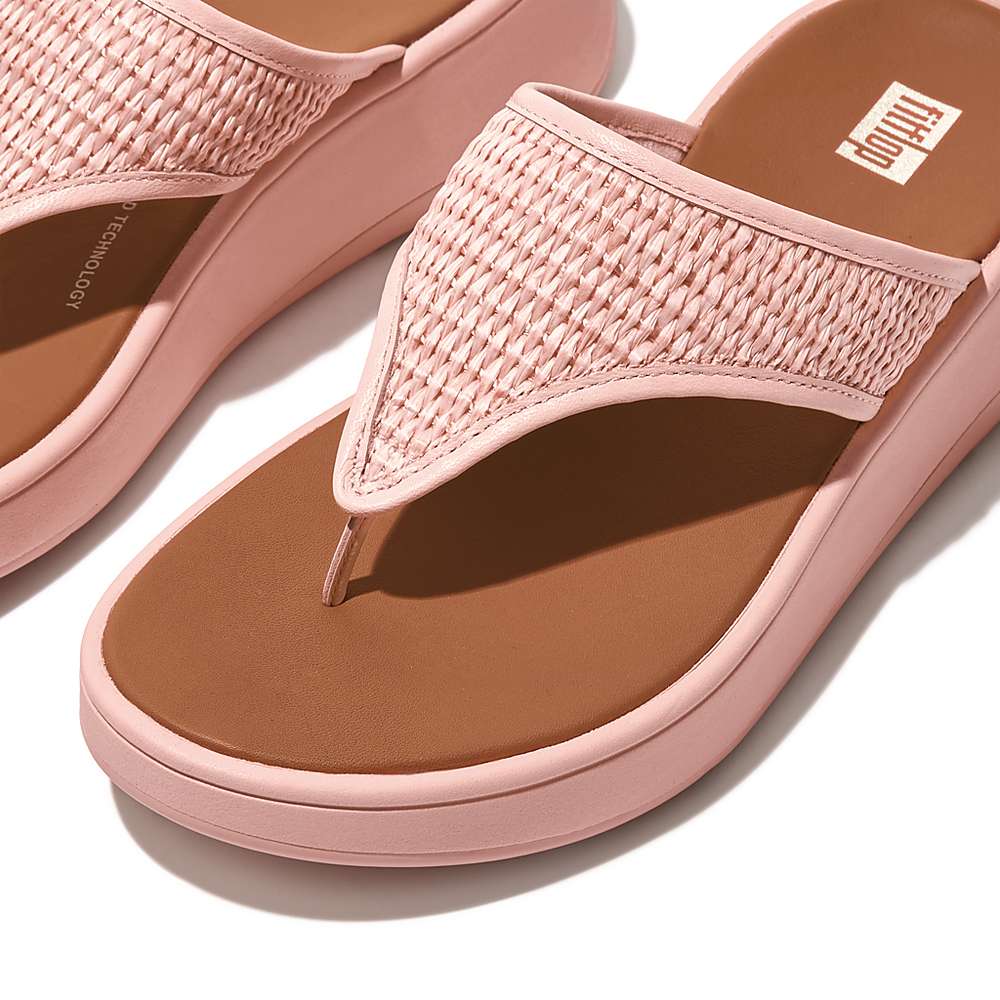 Women's Fitflop F-MODE Woven Flatform Toe-Post Sandals Pink | Ireland-31867