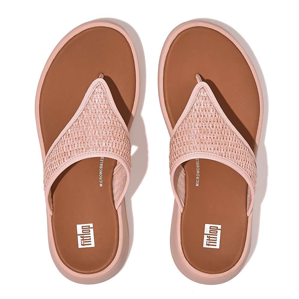 Women's Fitflop F-MODE Woven Flatform Toe-Post Sandals Pink | Ireland-31867