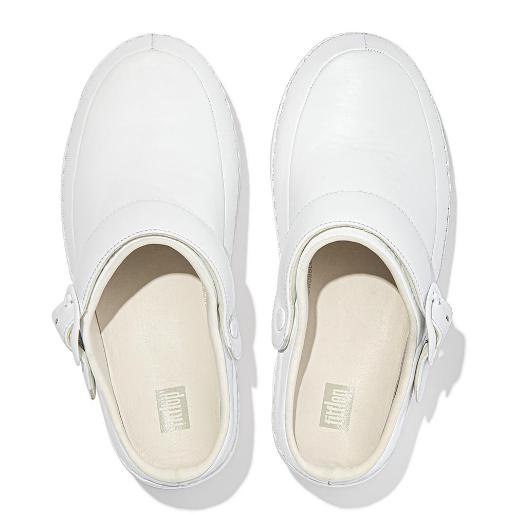 Women's Fitflop GOGH PRO Superlight Leather Clogs White | Ireland-34129