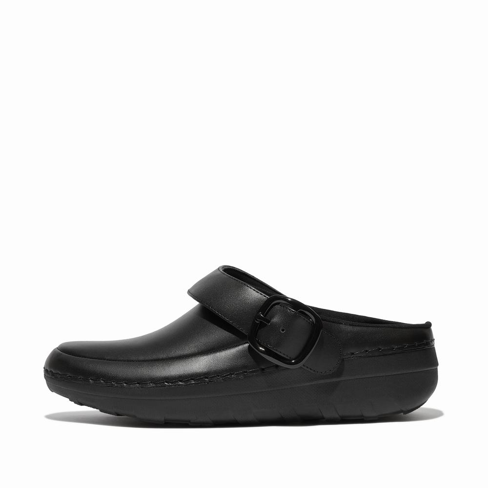 Women\'s Fitflop GOGH PRO Superlight Leather Clogs Black | Ireland-94875