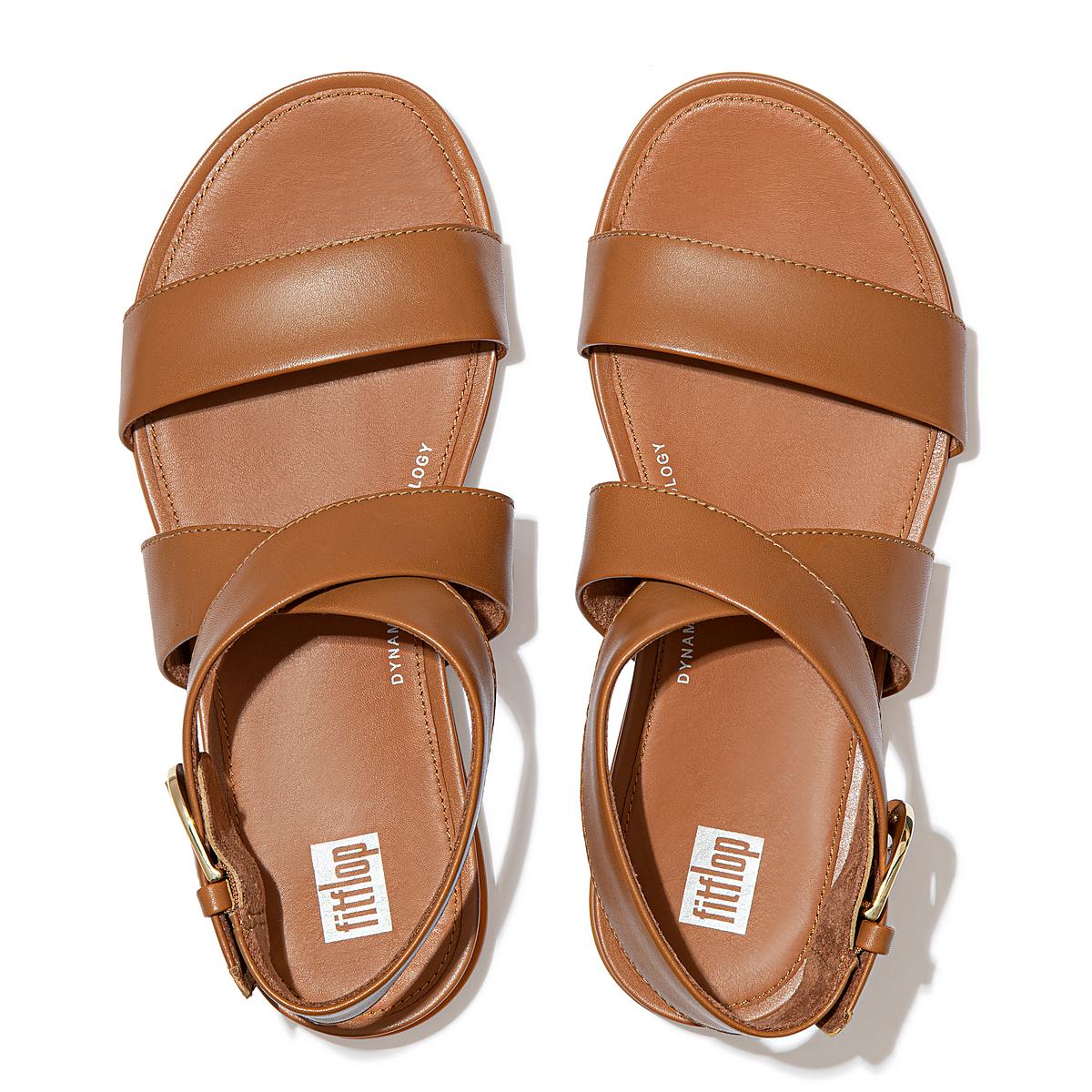 Women's Fitflop GRACIE Buckle Leather Ankle-Strap Sandals Light Brown | Ireland-40623