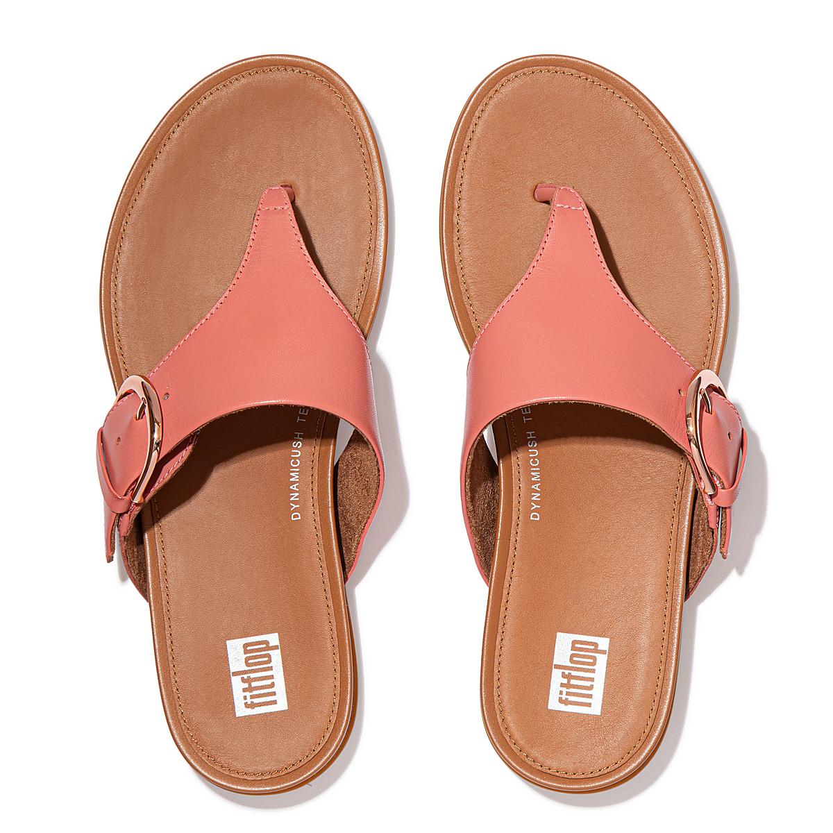 Women's Fitflop GRACIE Buckle Leather Toe-Post Sandals Pink | Ireland-08621