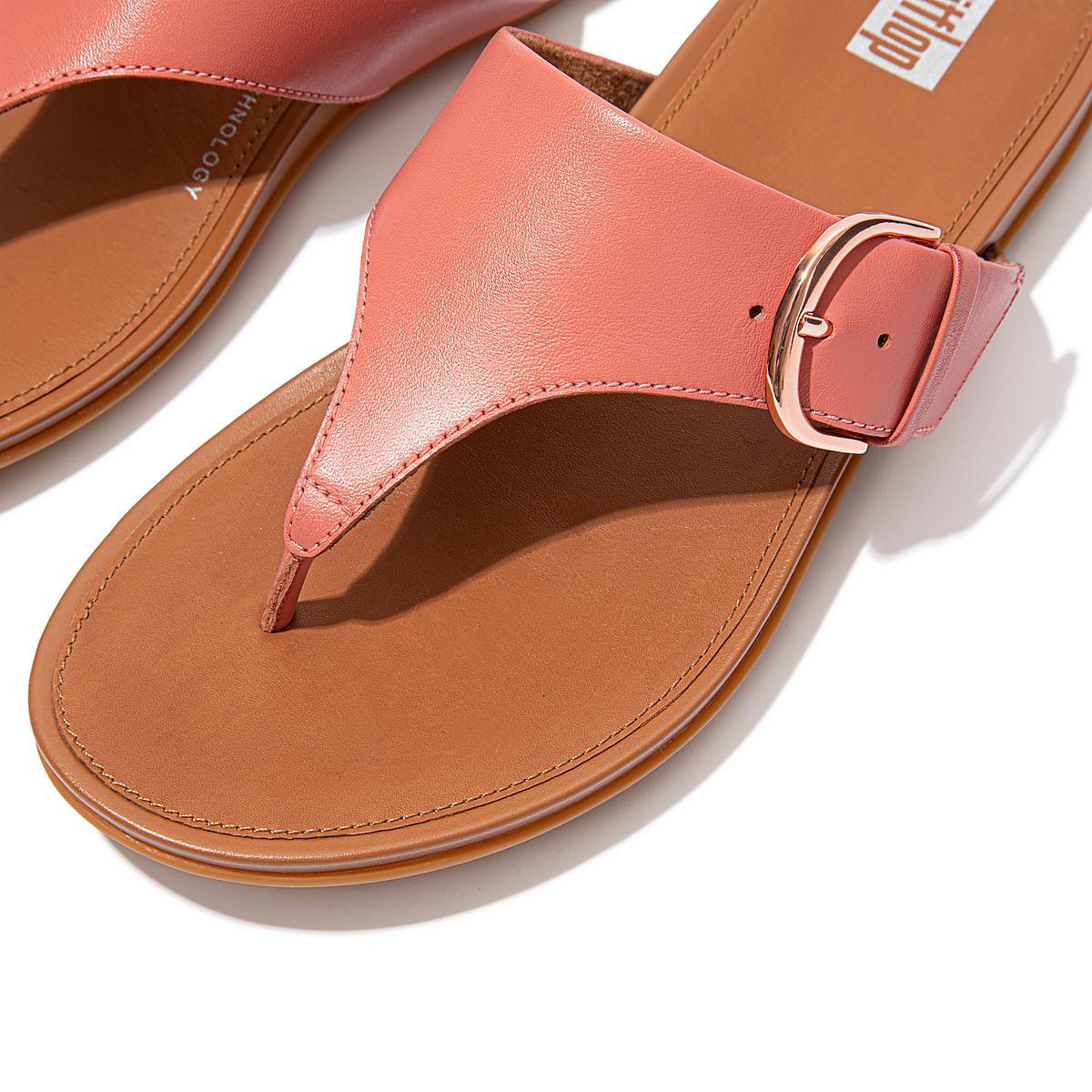 Women's Fitflop GRACIE Buckle Leather Toe-Post Sandals Pink | Ireland-08621