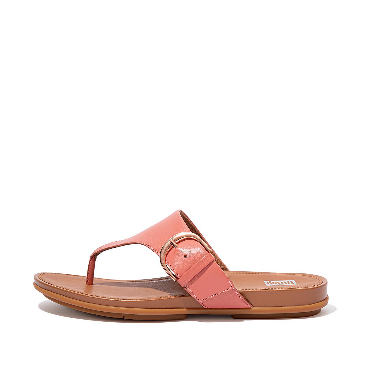 Women\'s Fitflop GRACIE Buckle Leather Toe-Post Sandals Pink | Ireland-08621