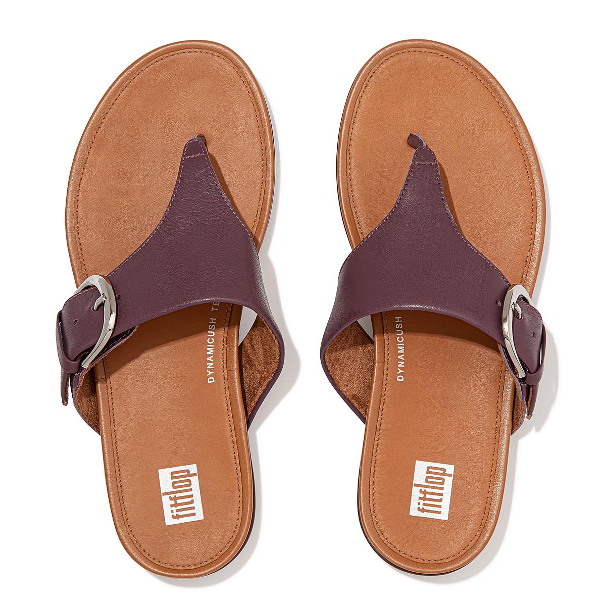 Women's Fitflop GRACIE Buckle Leather Toe-Post Sandals Purple | Ireland-24571