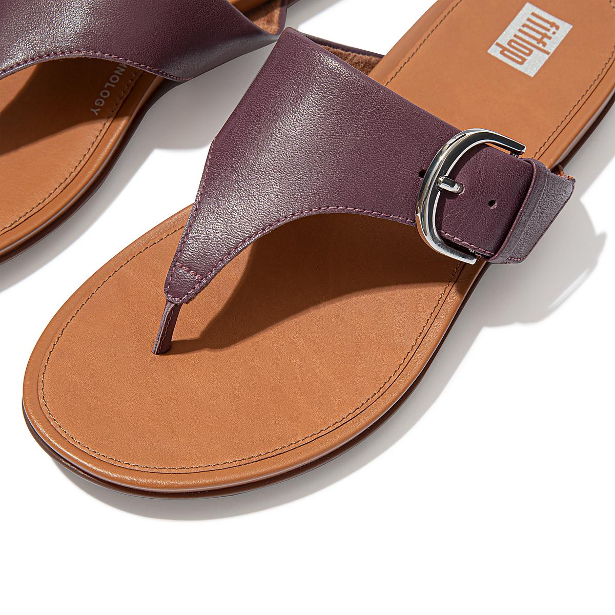 Women's Fitflop GRACIE Buckle Leather Toe-Post Sandals Purple | Ireland-24571