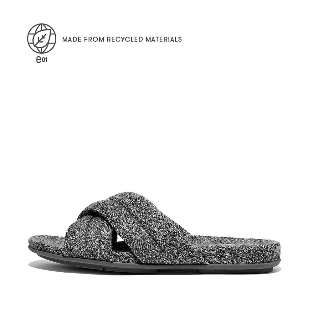 Women\'s Fitflop GRACIE E01 Merino Wool-Mix Cross Slippers Grey | Ireland-28415