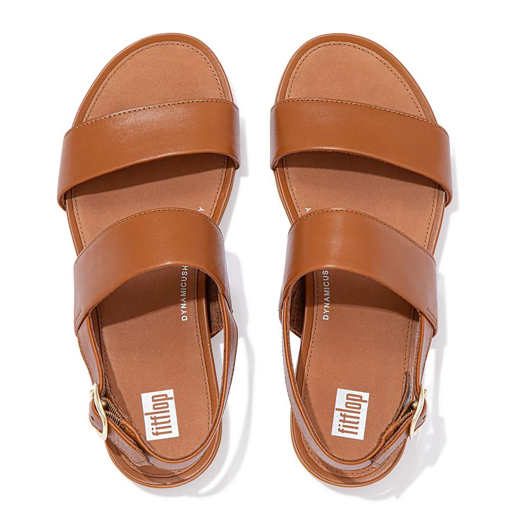 Women's Fitflop GRACIE Leather Back-Strap Sandals Light Brown | Ireland-29053