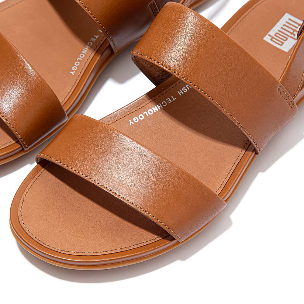 Women's Fitflop GRACIE Leather Back-Strap Sandals Light Brown | Ireland-29053