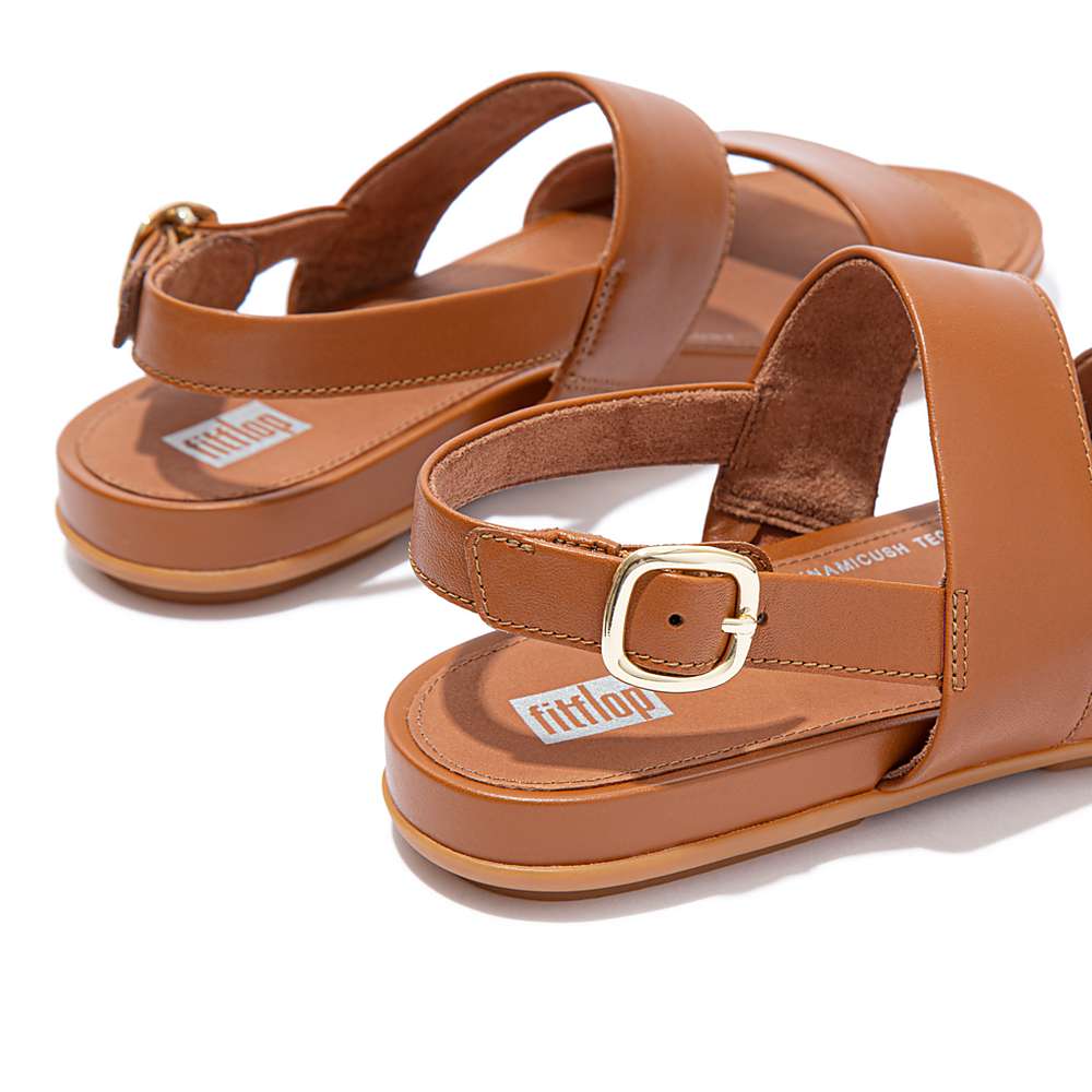 Women's Fitflop GRACIE Leather Back-Strap Sandals Light Brown | Ireland-29053