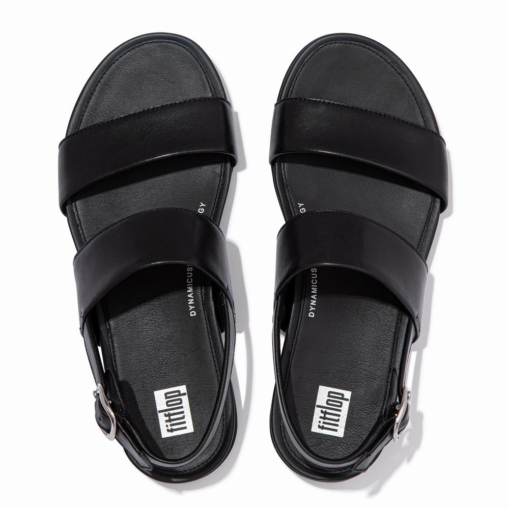 Women's Fitflop GRACIE Leather Back-Strap Sandals Black | Ireland-95174